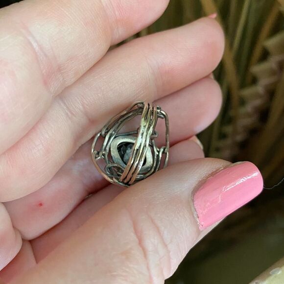 Russian Shungite Solid Sterling Silver Israeli Style Ring Size 7 - Picture 10 of 10